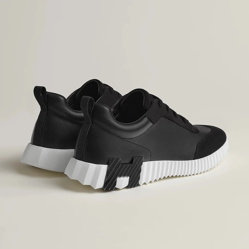 Hermes Bouncing Sneaker schwarz mit schwarzem H – Paar aus Leder und Wildleder mit Sohlenprofil