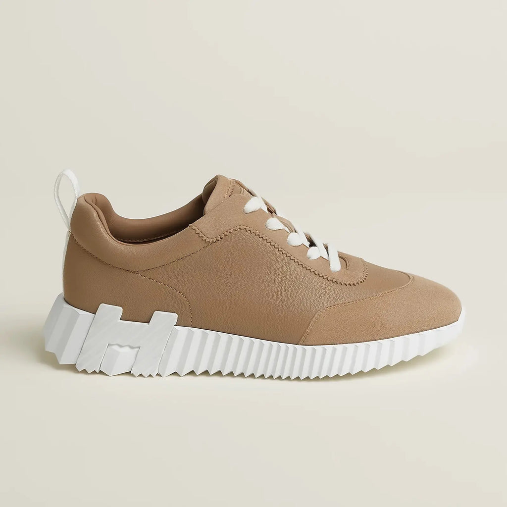 Hermes Bouncing Wildleder Sneaker Herren beige mit Vollleder-Obermaterial und Kontrastdetail
